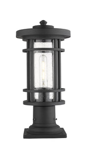 Jordan 1 Light 8" Outdoor Post Mount Fixture in Black, Pier Mount, 6" Base