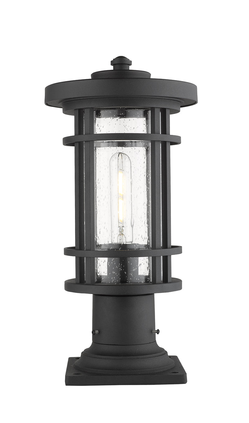 Jordan 1 Light 8" Outdoor Post Mount Fixture in Black, Pier Mount, 6" Base