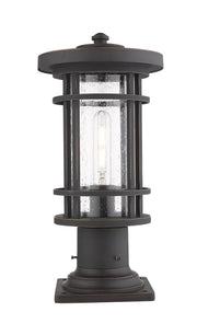 Jordan 1 Light 8" Outdoor Post Mount Fixture in Oil Rubbed Bronze, Pier Mount, 6" Base