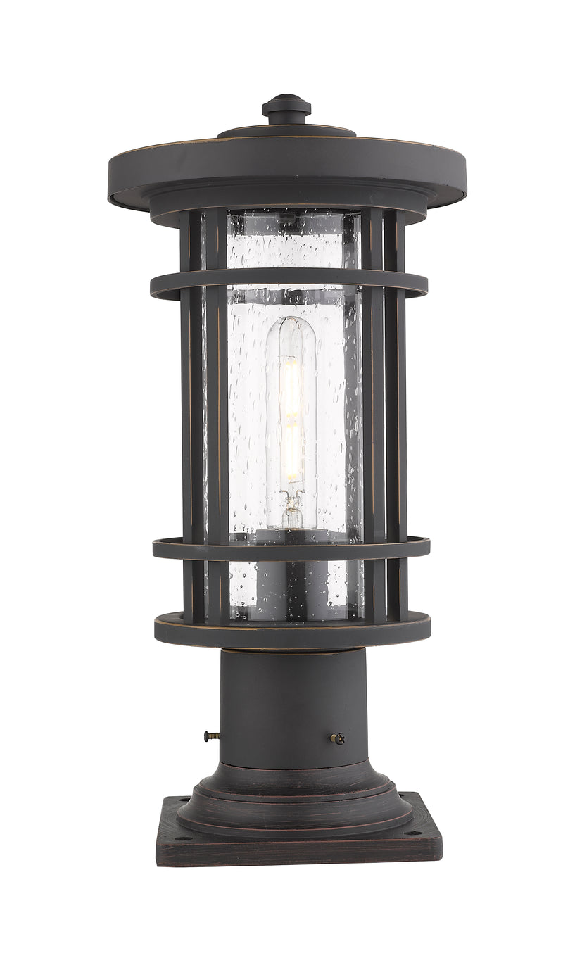 Jordan 1 Light 8" Outdoor Post Mount Fixture in Oil Rubbed Bronze, Pier Mount, 6" Base