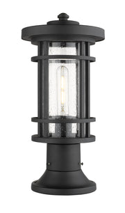 Jordan 1 Light 8" Outdoor Post Mount Fixture in Black, Pier Mount, 6.25" Base