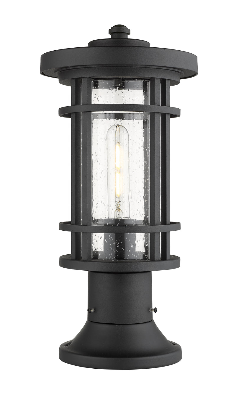 Jordan 1 Light 8" Outdoor Post Mount Fixture in Black, Pier Mount, 6.25" Base
