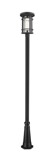 Jordan 1 Light 12" Outdoor Post Mount Fixture in Black, 96" Cast Post, 10" Base
