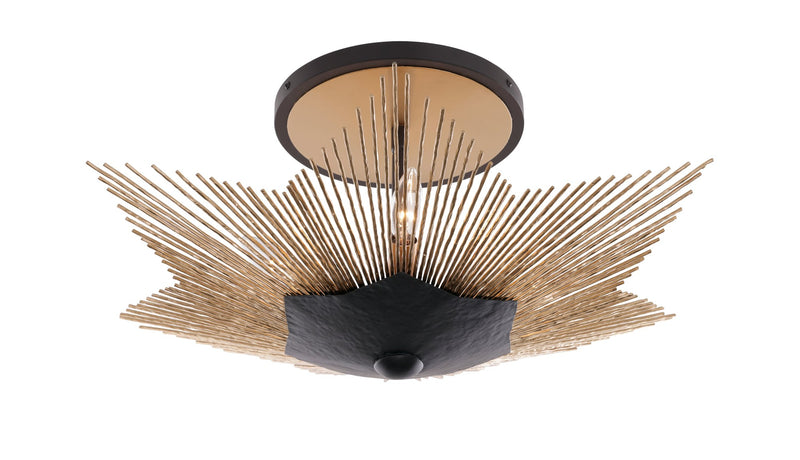 Aristocrat 3-Light 20" Semi-Flush Mount in Dark Bronze / French Gold