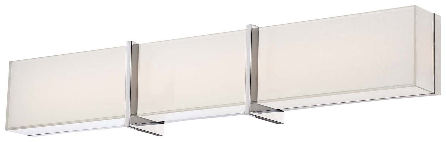 High Rise LED Bath Vanity in Chrome & Mitered White Glass