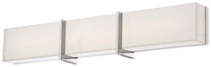 High Rise LED Bath Vanity in Chrome & Mitered White Glass