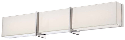 High Rise LED Bath Vanity in Chrome & Mitered White Glass