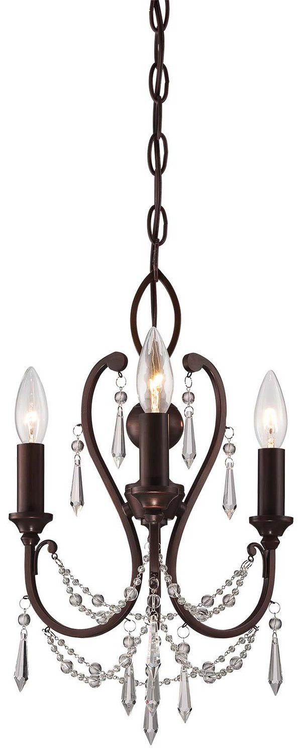 3-Light Mini Chandelier 11.5" in Vintage Bronze