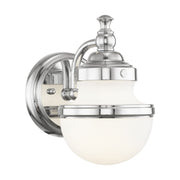 Oldwick Wall Sconce with Satin Opal White Glass in Polished Chrome