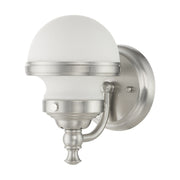 Oldwick Wall Sconce with Satin Opal White Glass in Brushed Nickel