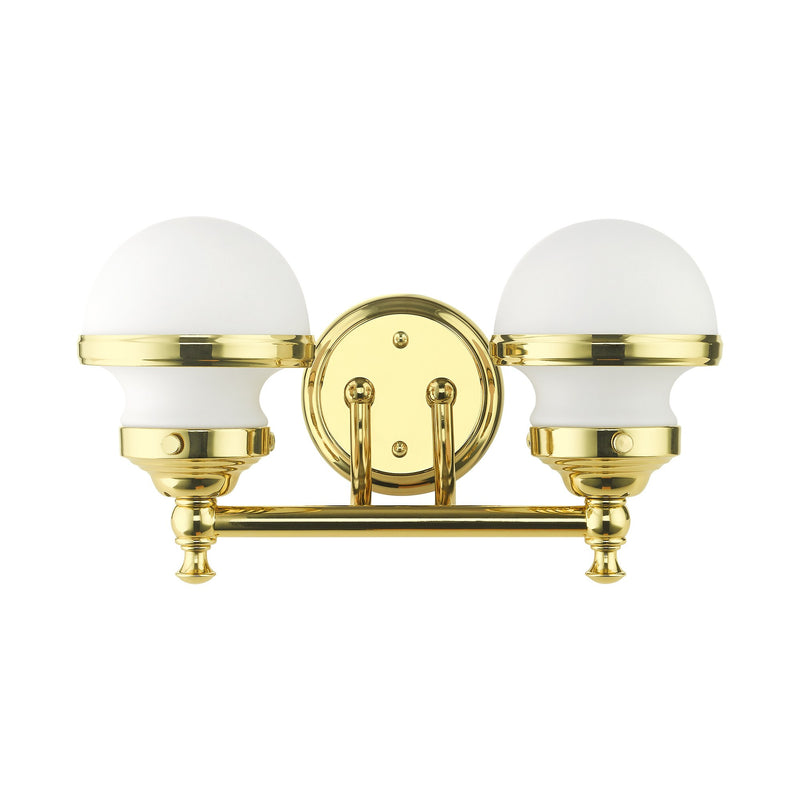 Oldwick 2-Light Bath Vanity Light in Polished Brass