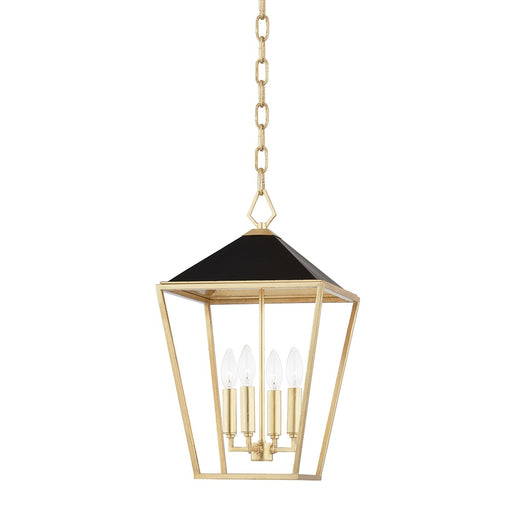 Paxton 4-Light Small Lantern Pendant in Gold Leaf / Black