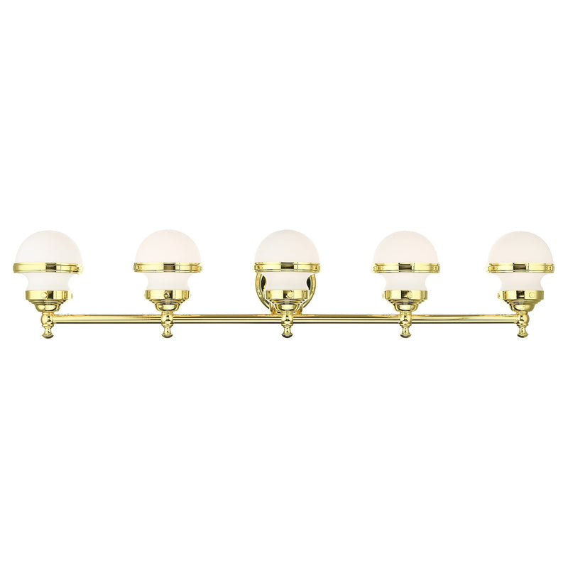 Oldwick 5-Light Large Bath Vanity Light in Polished Brass