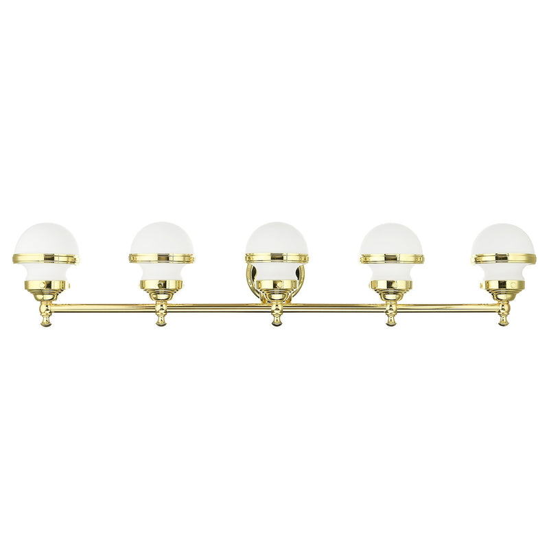 Oldwick 5-Light Large Bath Vanity Light in Polished Brass
