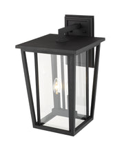 Seoul 2 Light 11.25" Outdoor Wall Light in Black