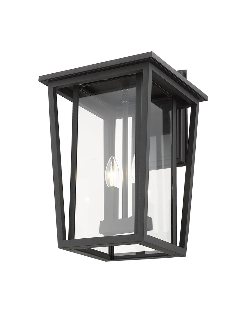 Seoul 2 Light 11.25" Outdoor Wall Light in Black