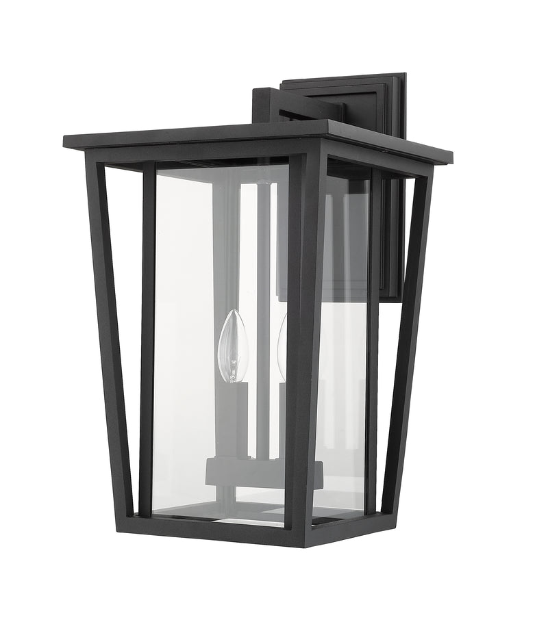 Seoul 2 Light 11.25" Outdoor Wall Light in Black