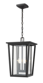 Seoul 2 Light 11.25" Outdoor Chain Mount Ceiling Fixture in Black