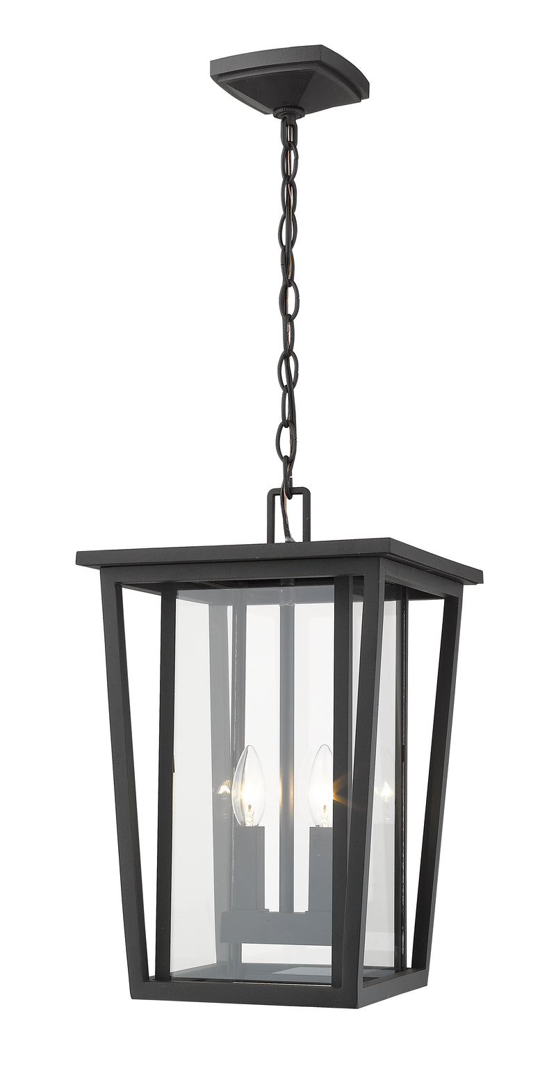 Seoul 2 Light 11.25" Outdoor Chain Mount Ceiling Fixture in Black