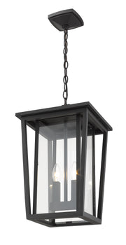 Seoul 2 Light 11.25" Outdoor Chain Mount Ceiling Fixture in Black