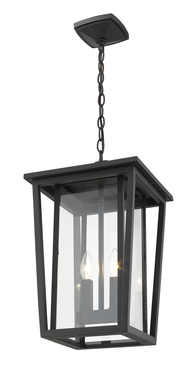 Seoul 2 Light 11.25" Outdoor Chain Mount Ceiling Fixture in Black