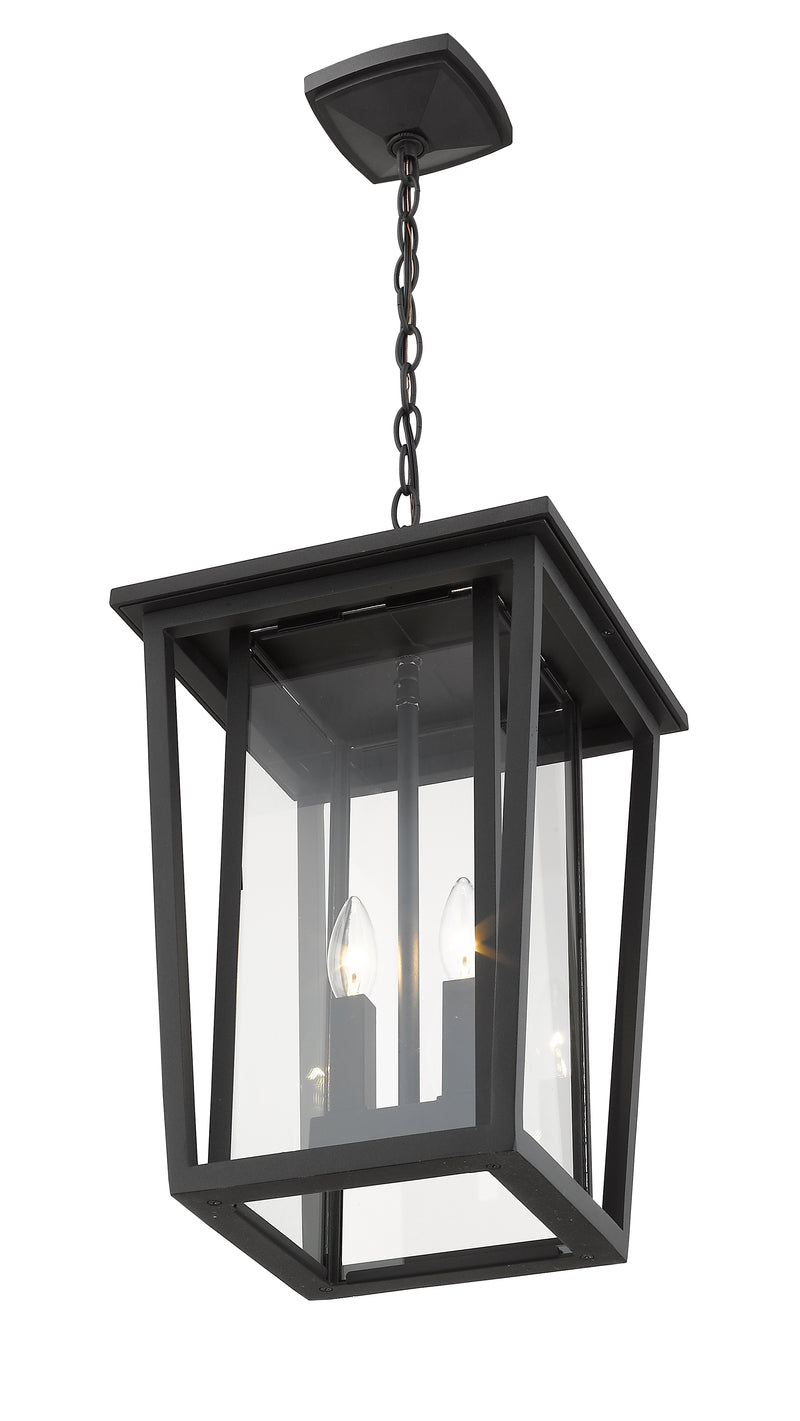 Seoul 2 Light 11.25" Outdoor Chain Mount Ceiling Fixture in Black