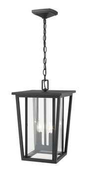 Seoul 2 Light 11.25" Outdoor Chain Mount Ceiling Fixture in Black