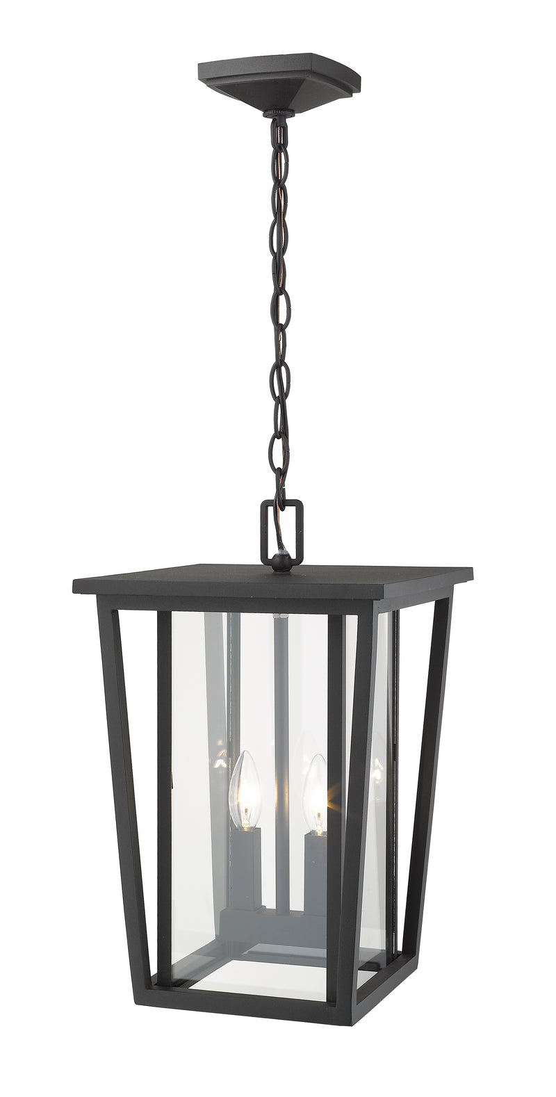 Seoul 2 Light 11.25" Outdoor Chain Mount Ceiling Fixture in Black