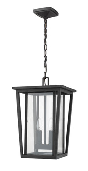 Seoul 2 Light 11.25" Outdoor Chain Mount Ceiling Fixture in Black