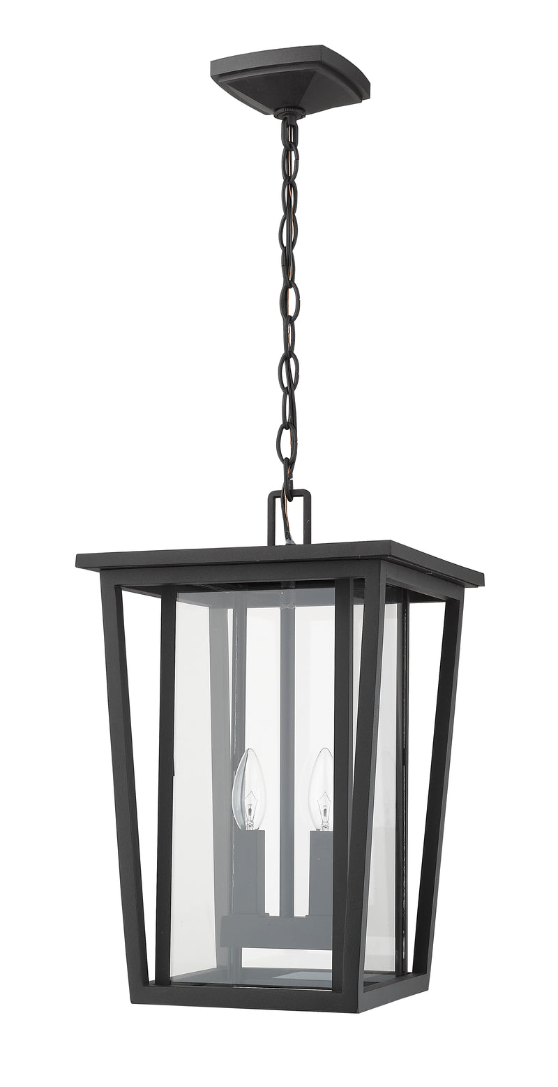 Seoul 2 Light 11.25" Outdoor Chain Mount Ceiling Fixture in Black