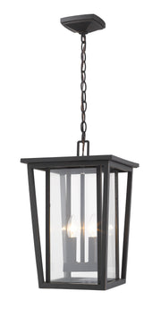 Seoul 2 Light 11.25" Outdoor Chain Mount Ceiling Fixture in Oil Rubbed Bronze