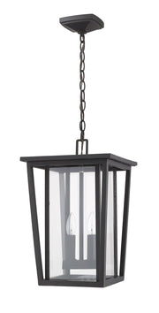 Seoul 2 Light 11.25" Outdoor Chain Mount Ceiling Fixture in Oil Rubbed Bronze