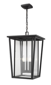 Seoul 3 Light 14" Outdoor Chain Mount Ceiling Fixture in Black