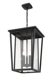 Seoul 3 Light 14" Outdoor Chain Mount Ceiling Fixture in Black