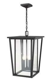Seoul 3 Light 14" Outdoor Chain Mount Ceiling Fixture in Black