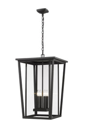 Seoul 4 Light 18" Outdoor Chain Mount Ceiling Fixture in Black