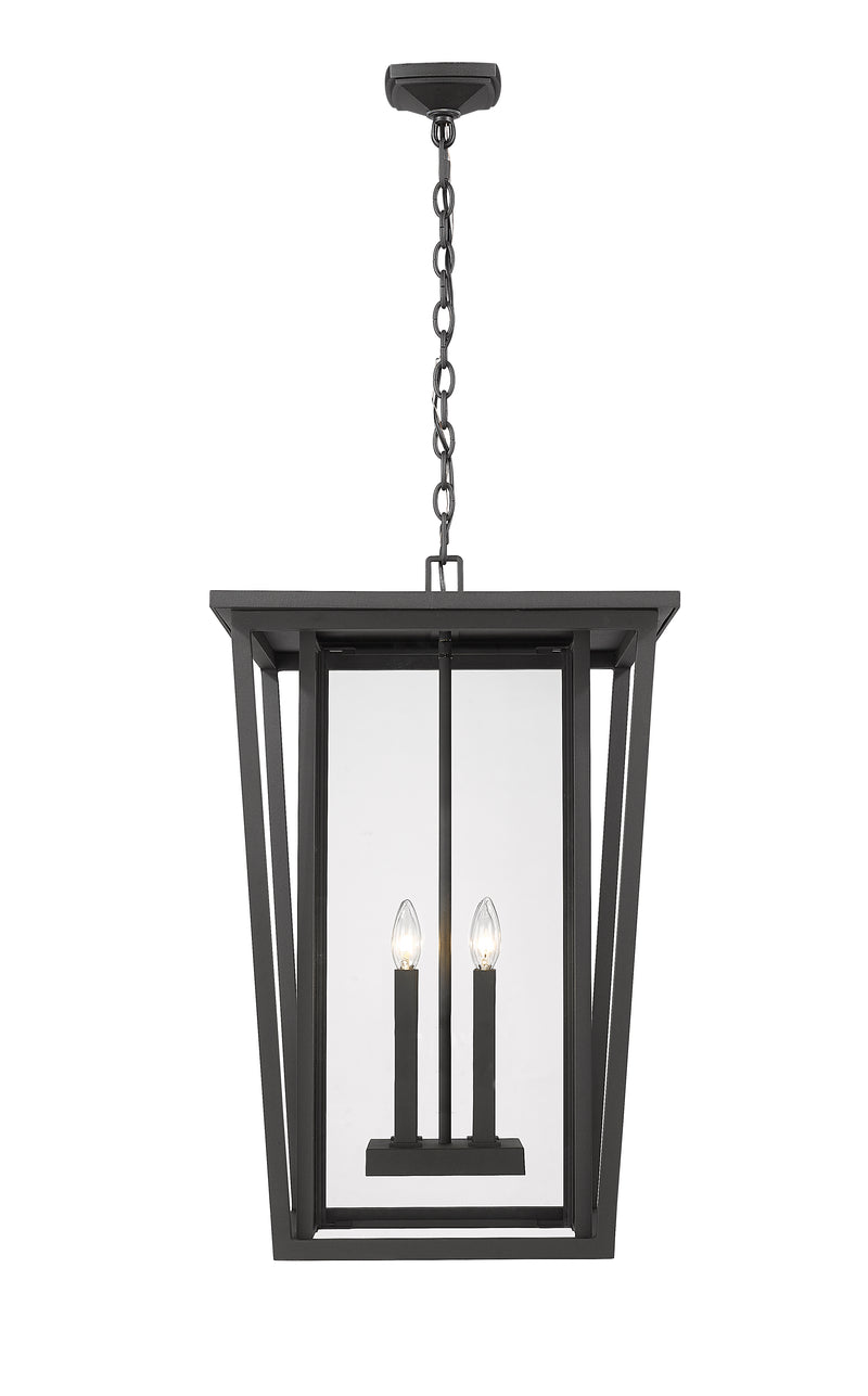 Seoul 4 Light 18" Outdoor Chain Mount Ceiling Fixture in Black