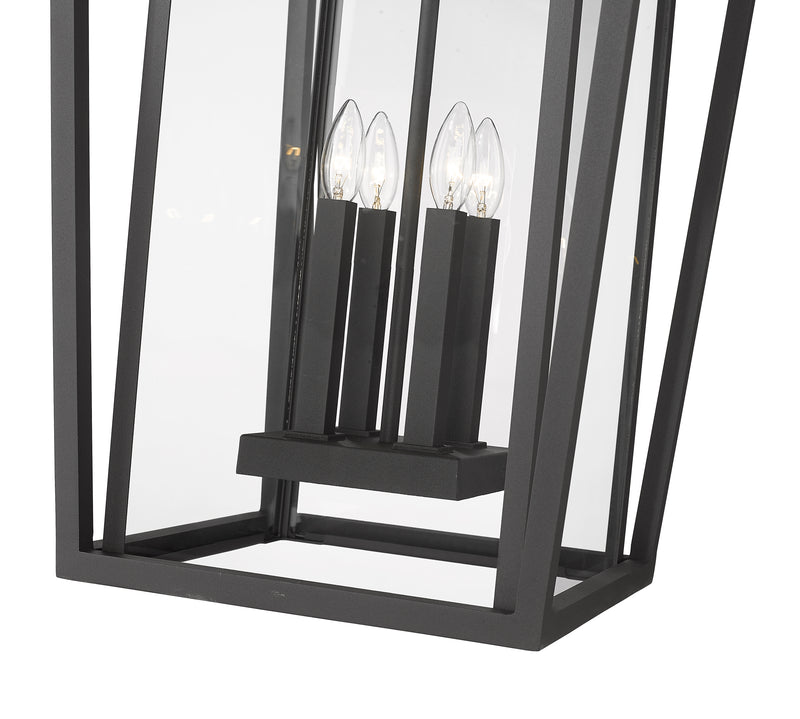Seoul 4 Light 18" Outdoor Chain Mount Ceiling Fixture in Black