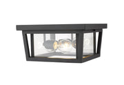 Seoul 3 Light 12" Outdoor Flush Mount in Black