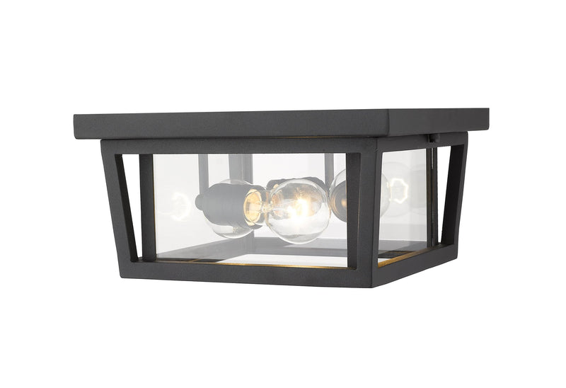 Seoul 3 Light 12" Outdoor Flush Mount in Black