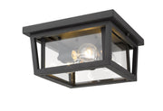 Seoul 3 Light 12" Outdoor Flush Mount in Black