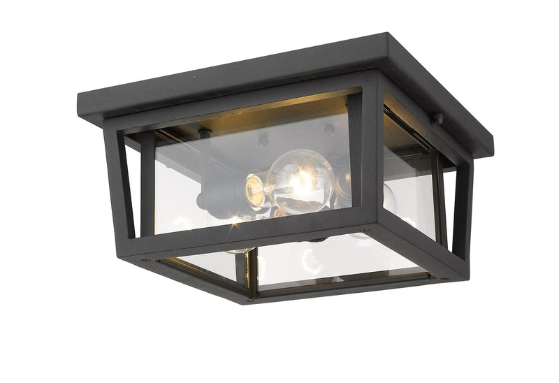 Seoul 3 Light 12" Outdoor Flush Mount in Black