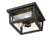 Seoul 3 Light 12" Outdoor Flush Mount in Black