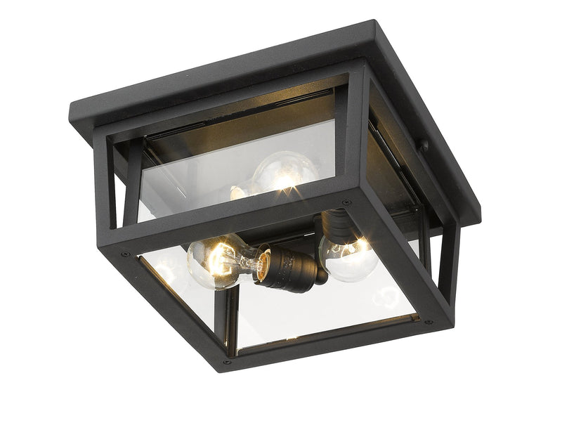 Seoul 3 Light 12" Outdoor Flush Mount in Black