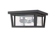 Seoul 3 Light 12" Outdoor Flush Mount in Black