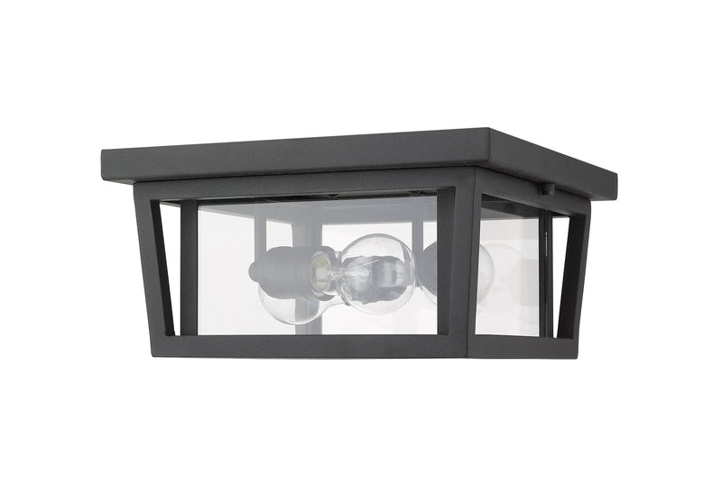 Seoul 3 Light 12" Outdoor Flush Mount in Black