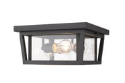 Seoul 3 Light 12" Outdoor Flush Mount in Oil Rubbed Bronze