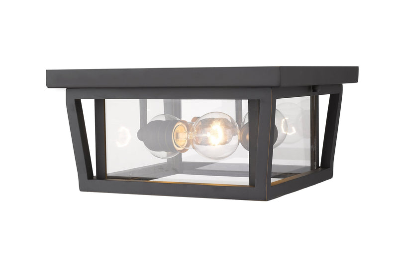 Seoul 3 Light 12" Outdoor Flush Mount in Oil Rubbed Bronze