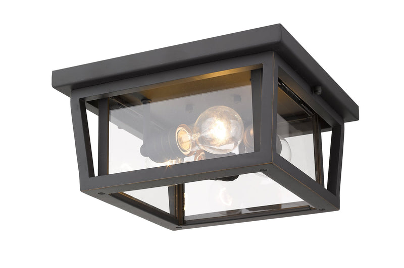 Seoul 3 Light 12" Outdoor Flush Mount in Oil Rubbed Bronze