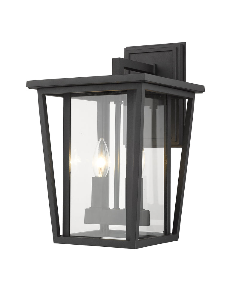 Seoul 2 Light 9.25" Outdoor Wall Light in Black